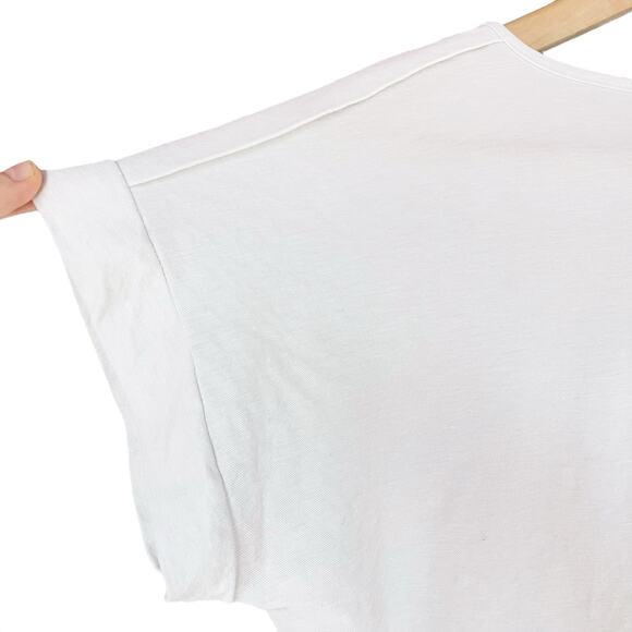 Made in Italy High-Quality White Cuffed Short-Sleeve Tee Size M Capsule Wardrobe - Picture 4 of 7
